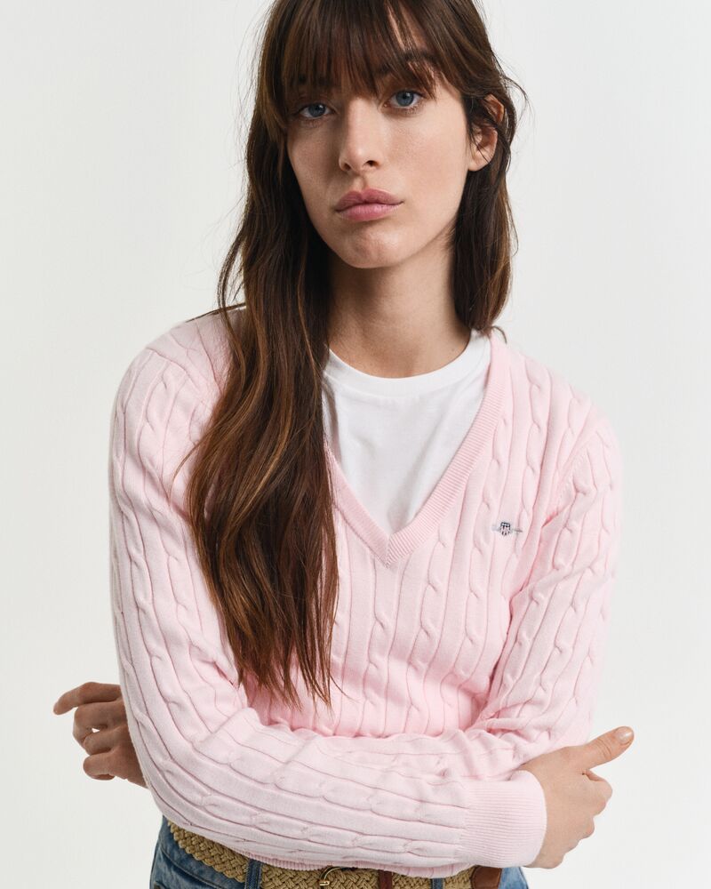 GANT Stretch Cotton Cable V-Neck/Pulover 4800101