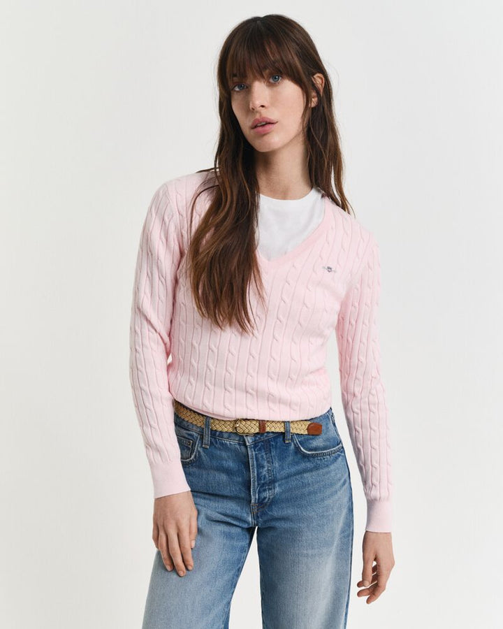 GANT Stretch Cotton Cable V-Neck/Pulover 4800101