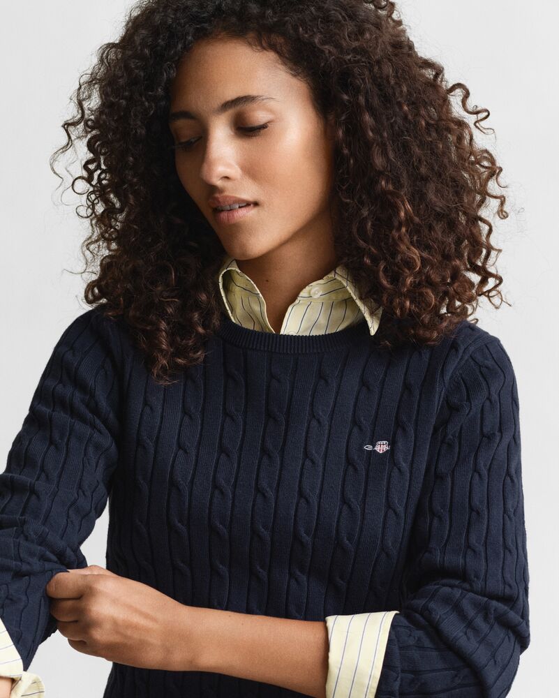 GANT Stretch Cotton Cable Knit Crew Neck Sweater/Pulover 4800100