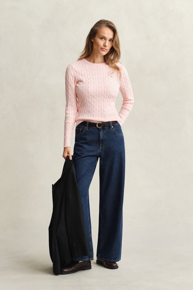 GANT Stretch Cotton Cable Knit Crew Neck Sweater/Pulover 4800100