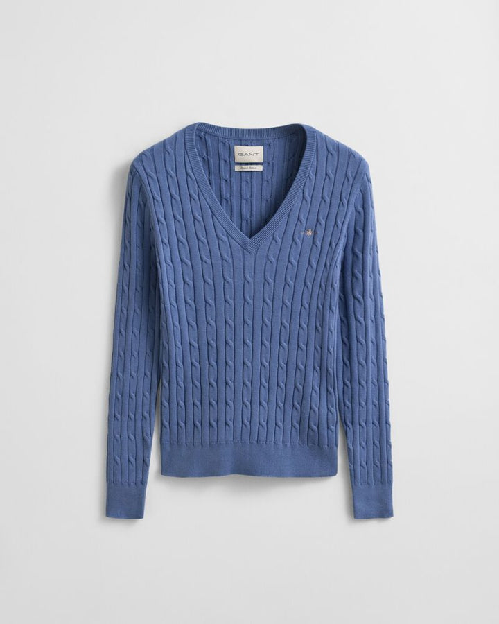 GANT Stretch Cotton Cable Knit V-Neck Sweater/Pulover 4800101
