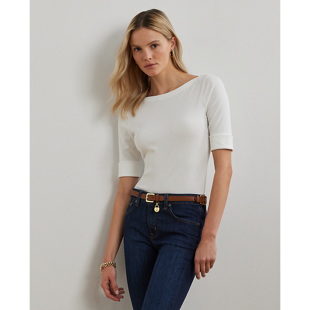 LRL Stretch Cotton Boatneck Tee/Majica 200654963007