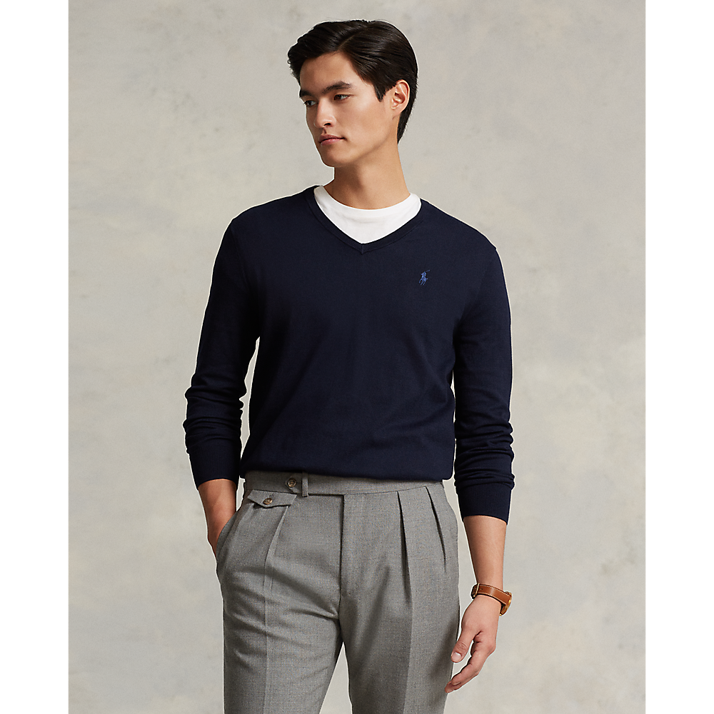 PRL Slim Fit Cotton V-Neck Sweater/Pulover 710670789004