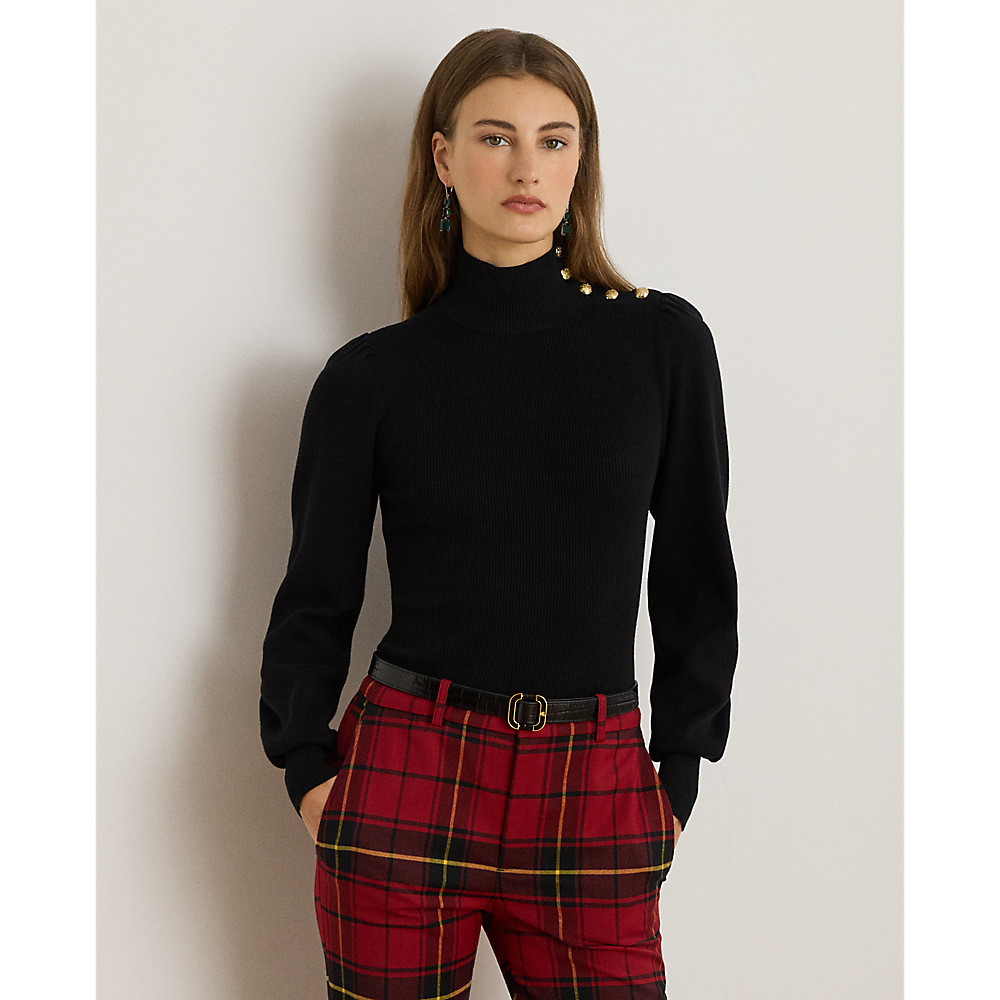LRL Button-Trim Mockneck Jumper/Pulover 200882214001