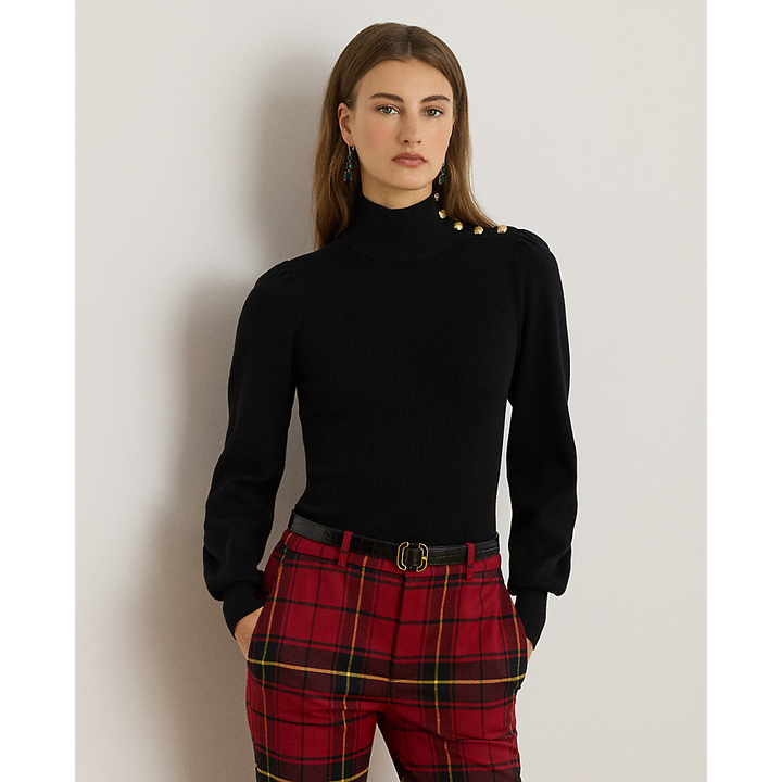LRL Button-Trim Mockneck Jumper/Pulover 200882214001