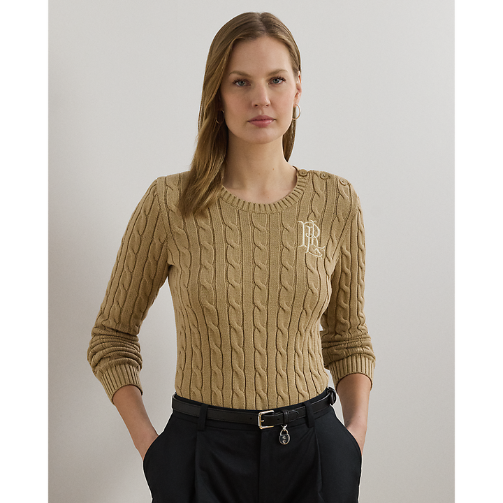 LRL Button-Trim Cable-Knit Cotton Jumper/Pulover 200932223005