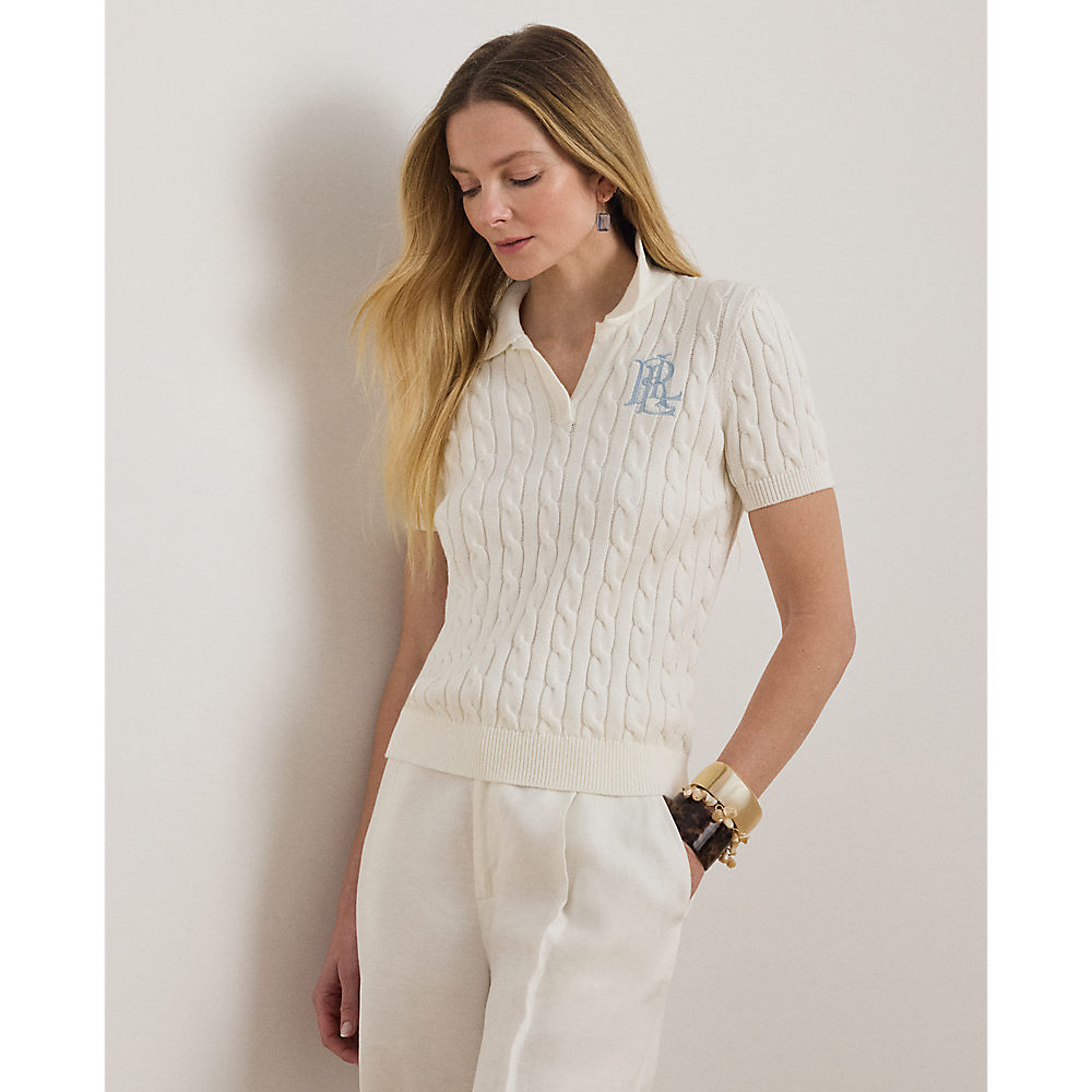LRL Cable-Knit Cotton Polo Jumper/Pulover 200932224016