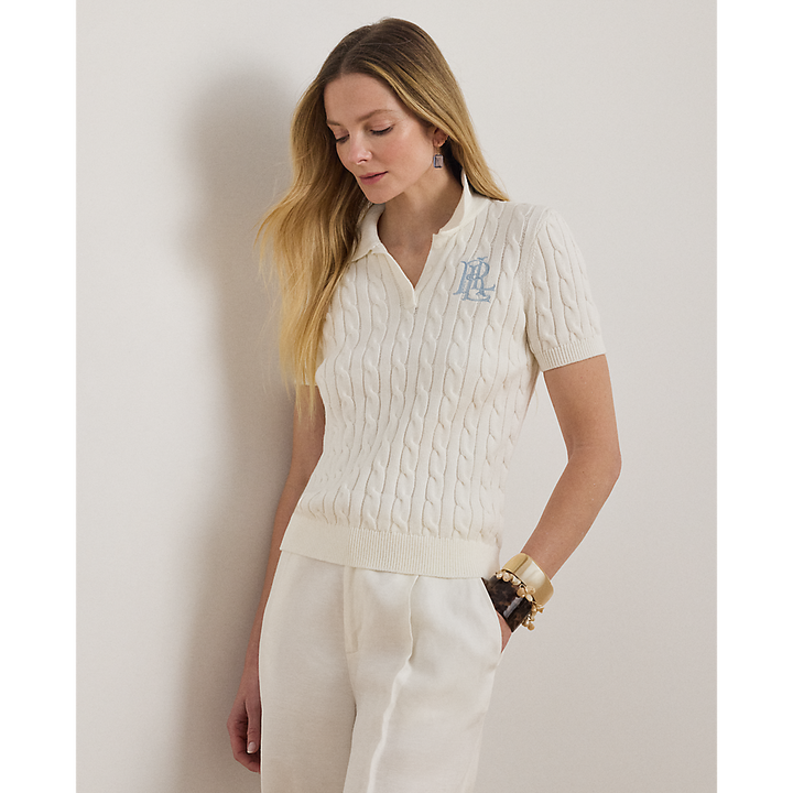 LRL Cable-Knit Cotton Polo Jumper/Pulover 200932224016