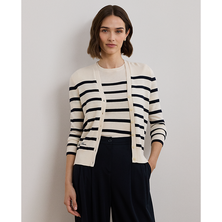 LRL Striped Cotton-Blend Cardigan/Pulover 200957476002