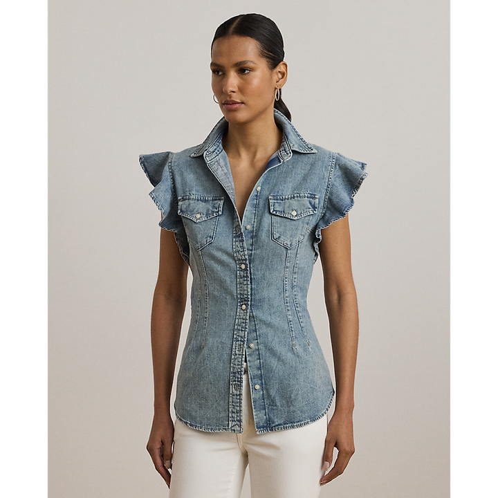 LRL Denim Flutter-Sleeve Shirt/Košulja 200963923001