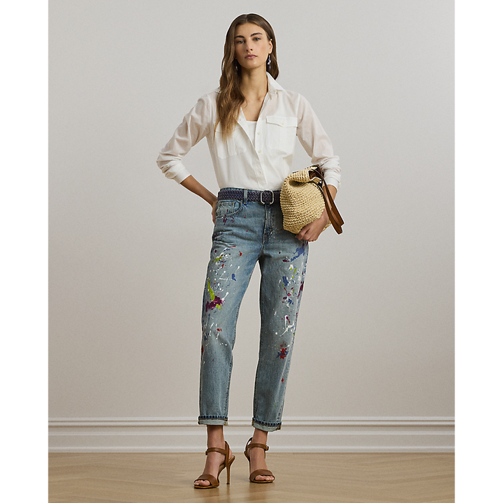 LRL Print Boyfriend Tapered Ankle Jean/Traperice 200971257001