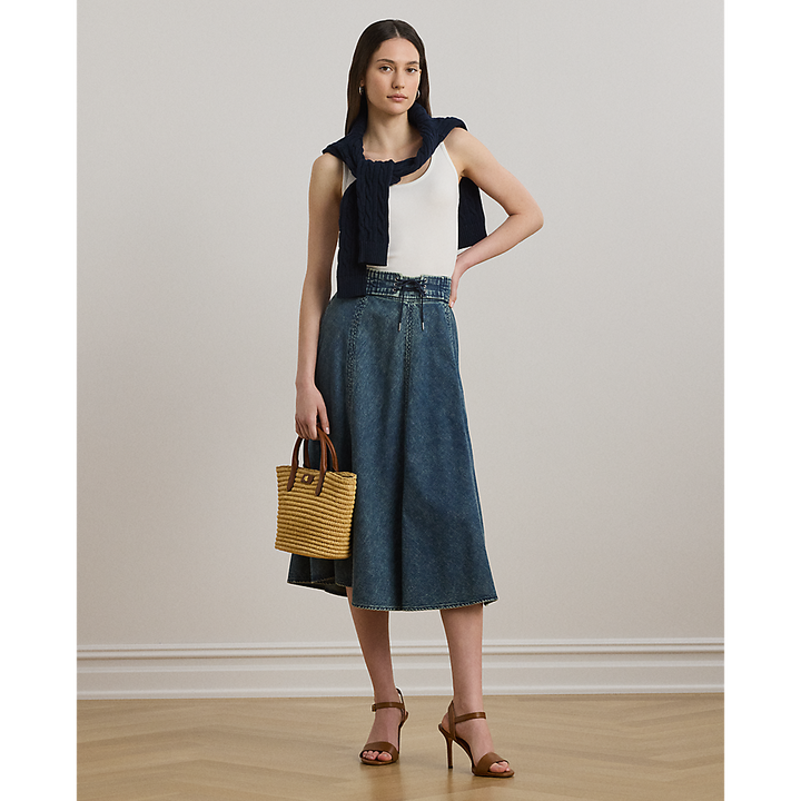 LRL Denim Drawcord Midi Skirt/Suknja 200971265001