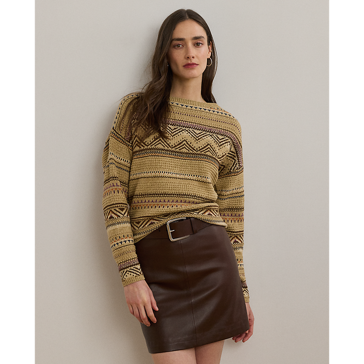 LRL Geo-Striped Cotton-Linen Jumper/Pulover 200971322001