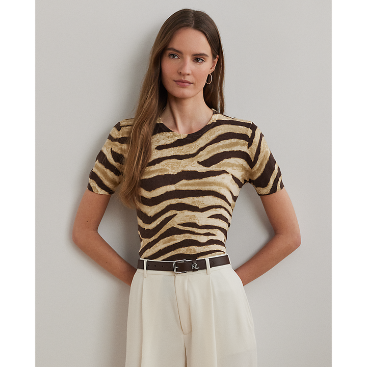 LRL Print Linen-Cotton Short-Sleeve Jumper/Pulover 200971372001