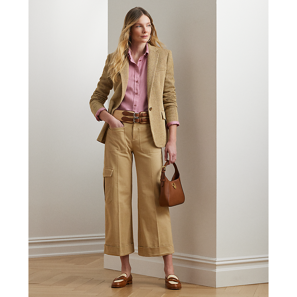 LRL Pleated Cotton Twill Wide-Leg Cargo Trou/Hlače 200974894002