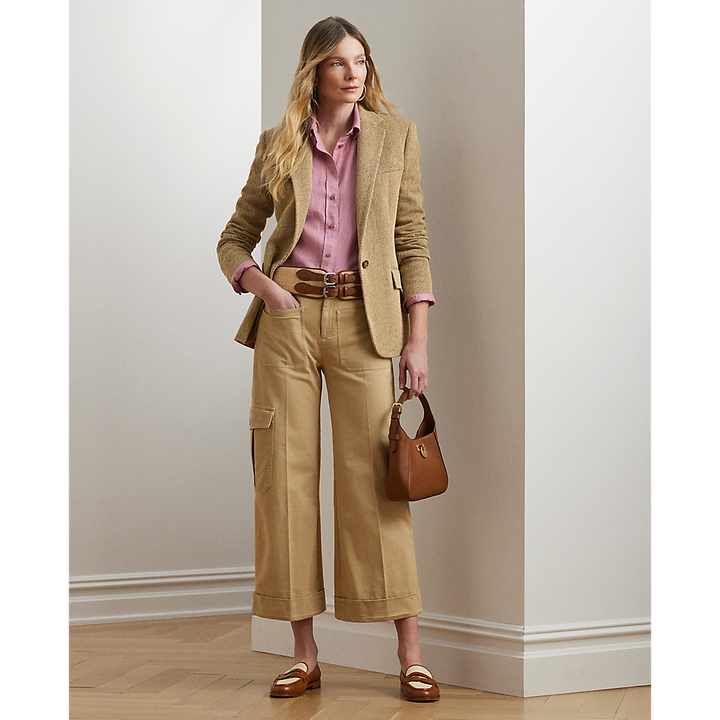 LRL Pleated Cotton Twill Wide-Leg Cargo Trou/Hlače 200974894002