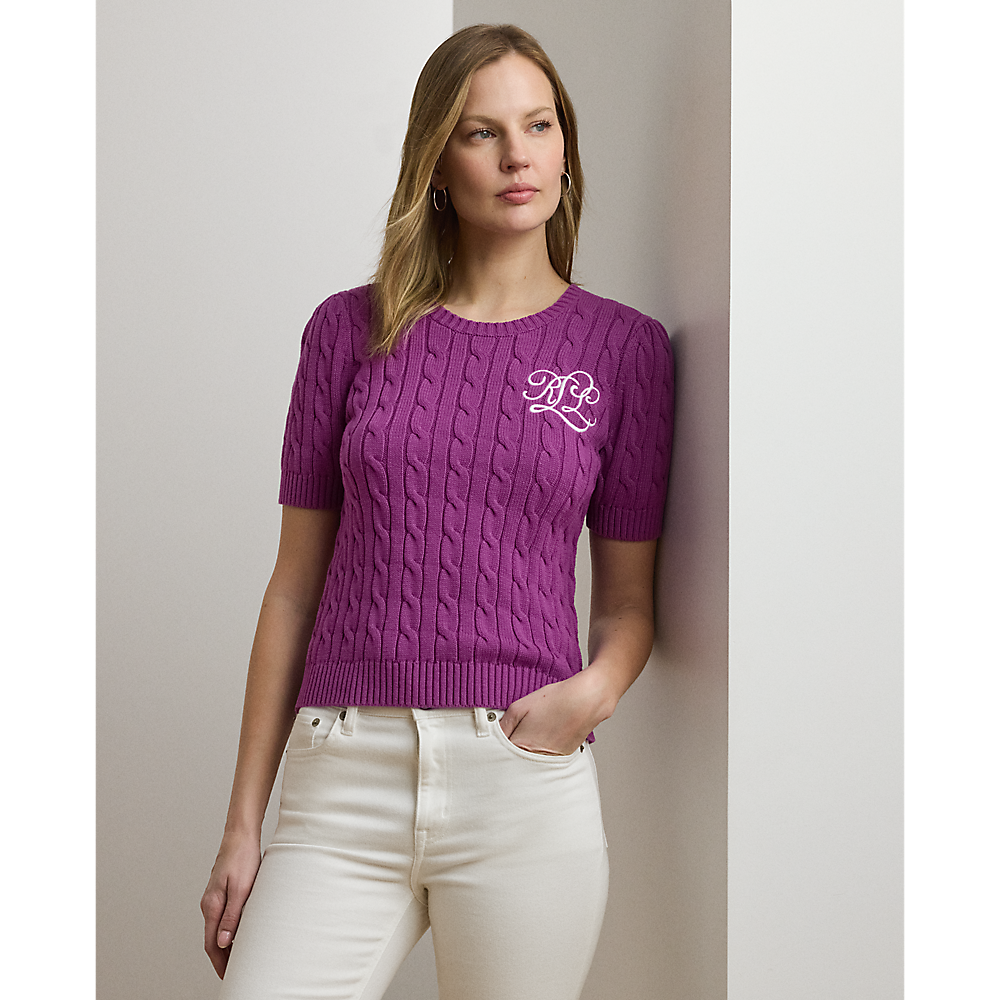 LRL Cable-Knit Cotton Short-Sleeve Jumper/Pulover 200976989002