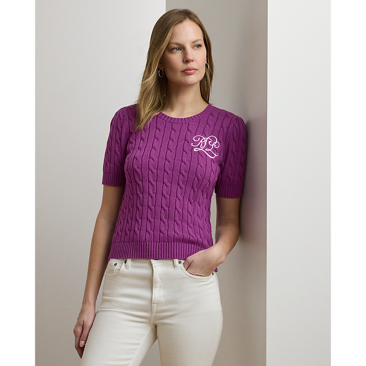 LRL Cable-Knit Cotton Short-Sleeve Jumper/Pulover 200976989002