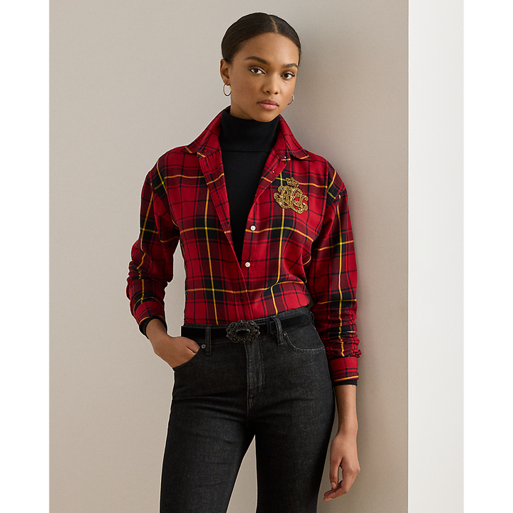 LRL Relaxed Fit Beaded-Logo Plaid Shirt/Košulja 200979992001