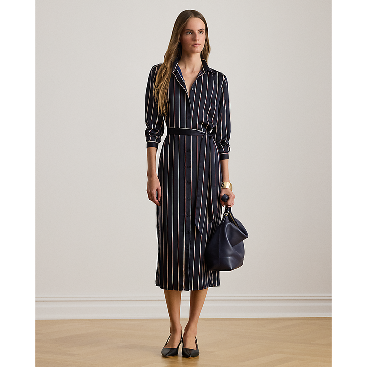 LRL Striped Satin Charmeuse Shirtdress/Haljina 200P03569001