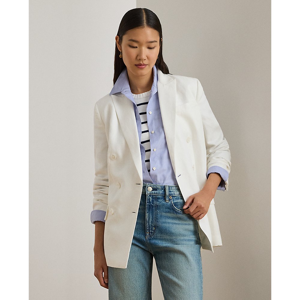 LRL Double-Breasted Linen-Blend Twill Blazer/Sako 200P03657001