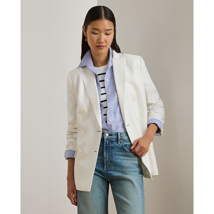 LRL Double-Breasted Linen-Blend Twill Blazer/Sako 200P03657001