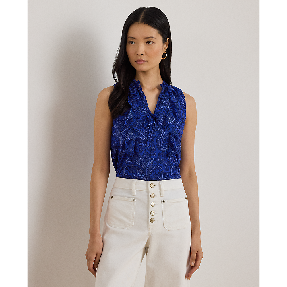 LRL Paisley Ruffle-Trim Georgette Blouse/Košulja 200P03698001