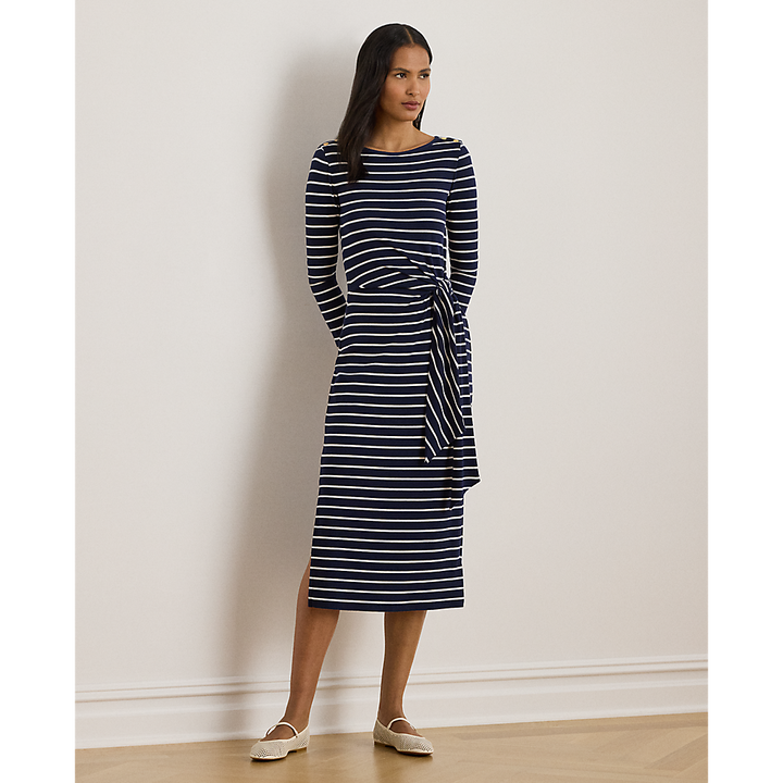 LRL Striped Tie-Front Cotton-Blend Dress/Haljina 200P03766001