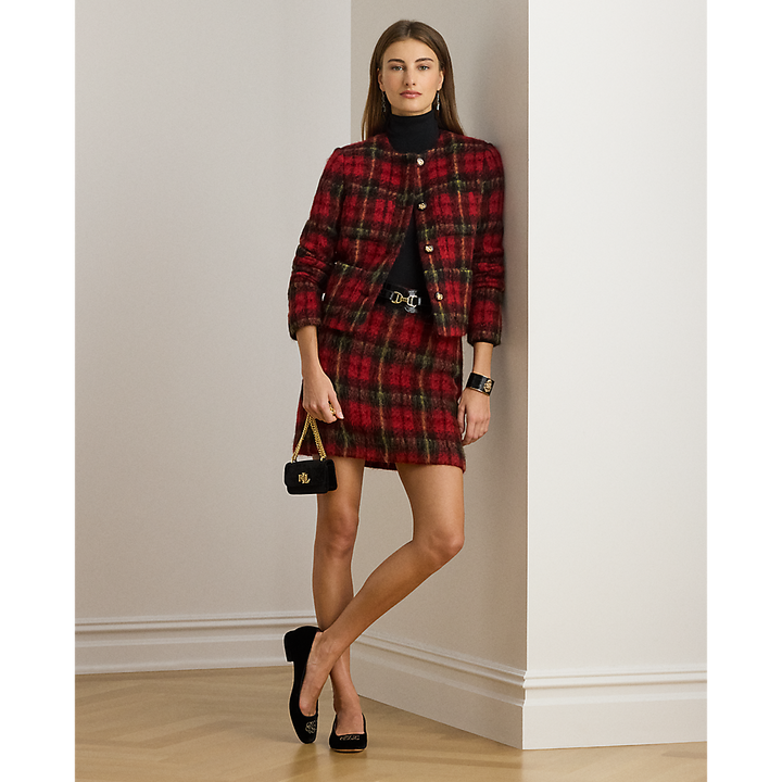 LRL Plaid Mohair Pencil Miniskirt/ Suknja 200P06912001