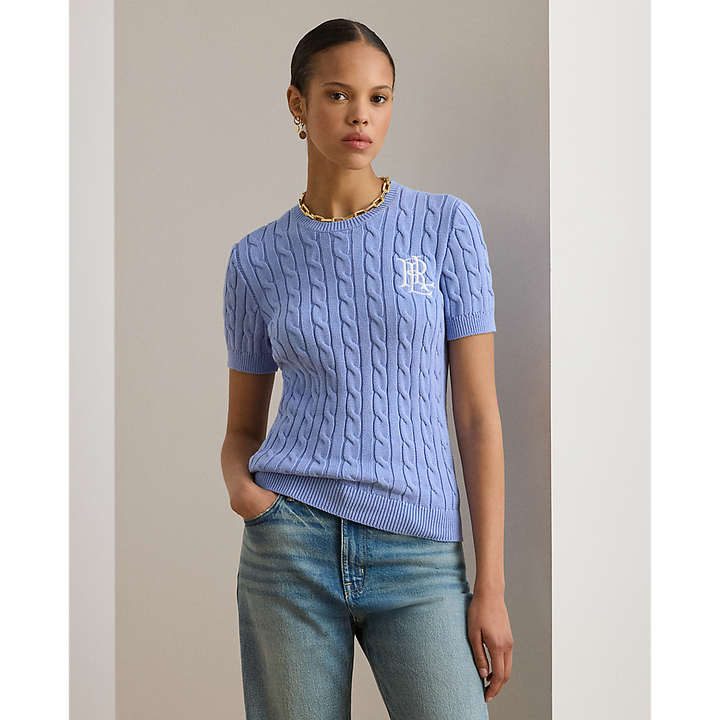 LRL Cable-Knit Cotton Short-Sleeve Jumper/Pulover 200P07025003