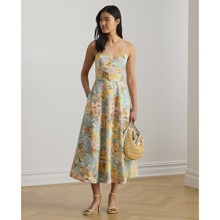 LRL Floral Linen Sleeveless Midi Dress /Haljina 200P08951001