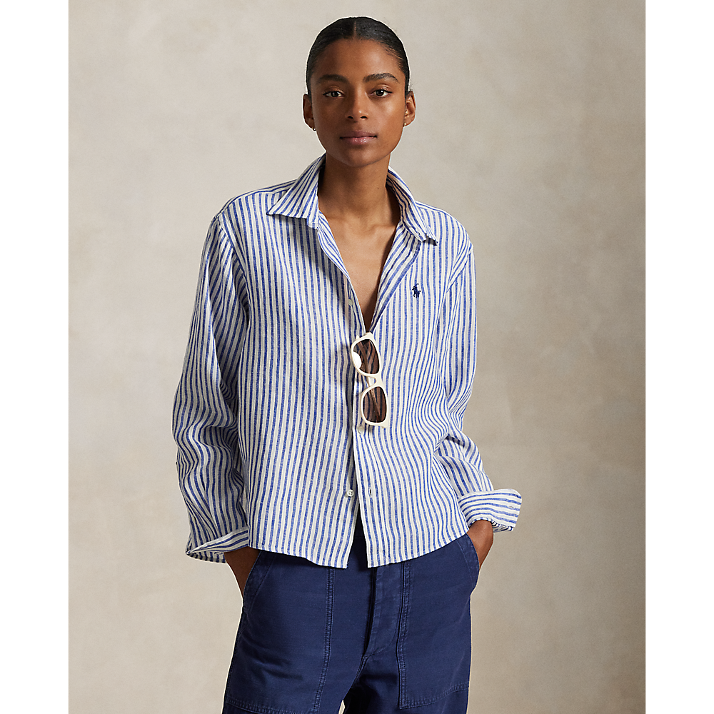 PRL Wide Cropped Gingham Linen Shirt/Košulja 211935130006