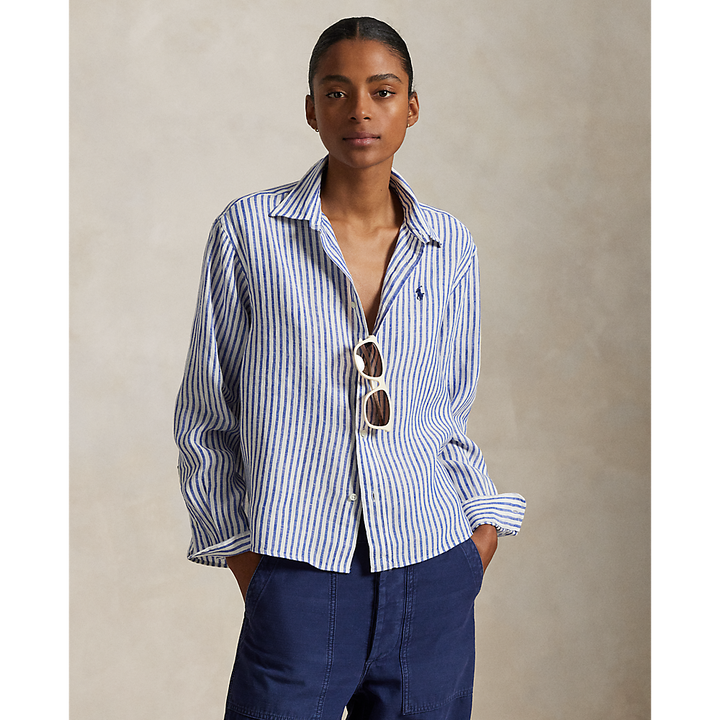 PRL Wide Cropped Gingham Linen Shirt/Košulja 211935130006
