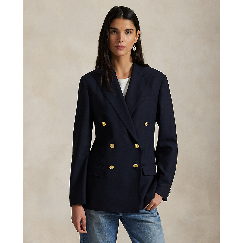 PRL Double-Breasted Stretch Wool Blazer/Sako 211952717004