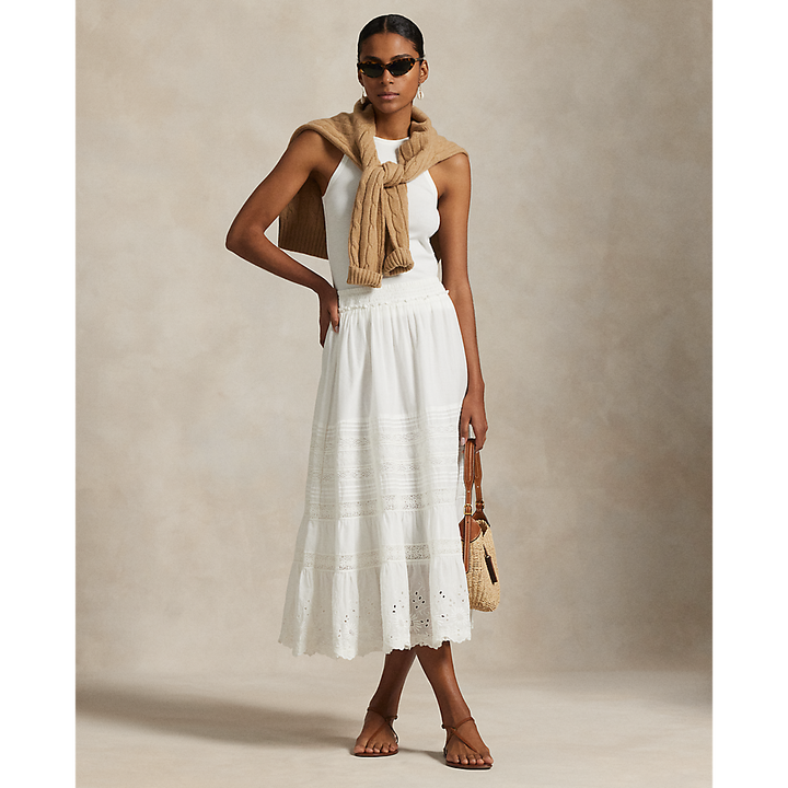 PRL Lace-Trim Cotton Voile Skirt/Suknja 211955036002