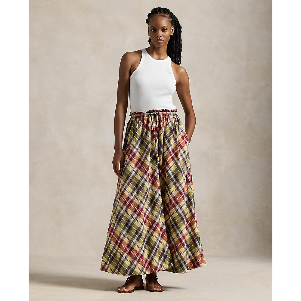 PRL Plaid Cotton Drawstring Maxiskirt/Suknja 211959896001