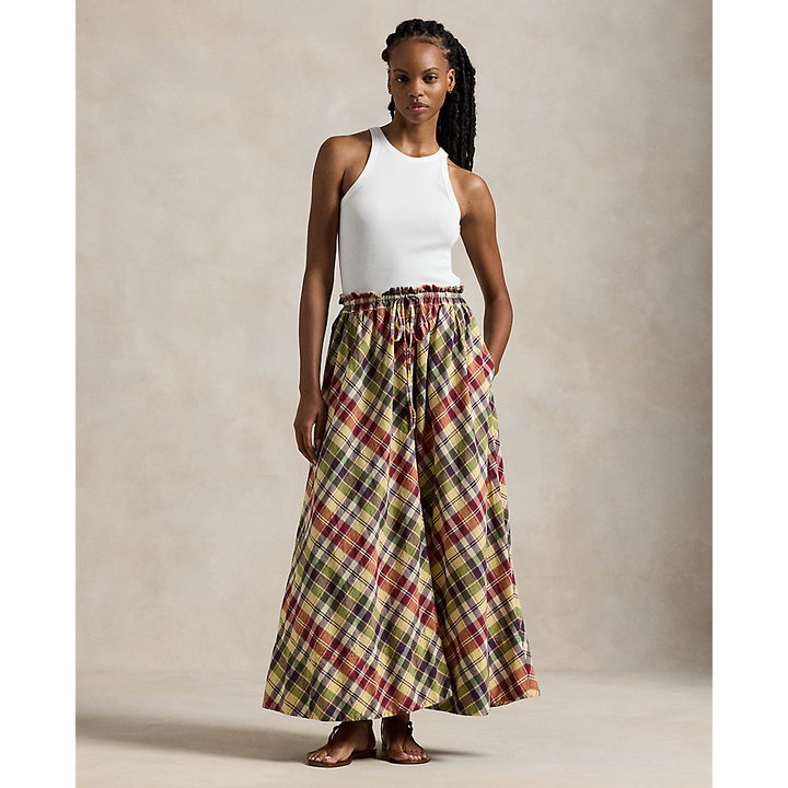 PRL Plaid Cotton Drawstring Maxiskirt/Suknja 211959896001