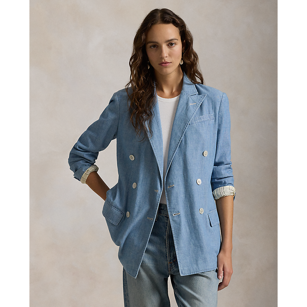 PRL Double-Breasted Chambray Blazer/Sako 211959934001
