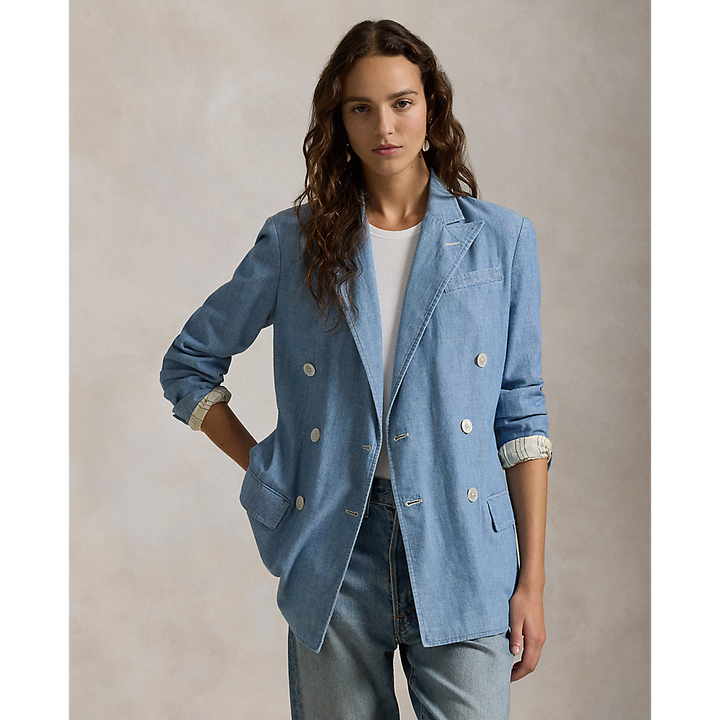 PRL Double-Breasted Chambray Blazer/Sako 211959934001