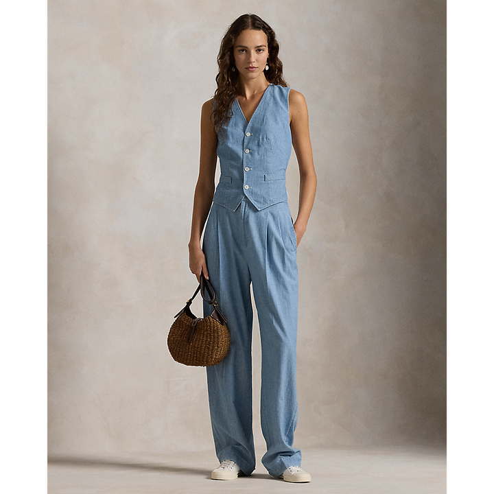 PRL Cotton Chambray Wide-Leg Trouser/Hlače 211959938001