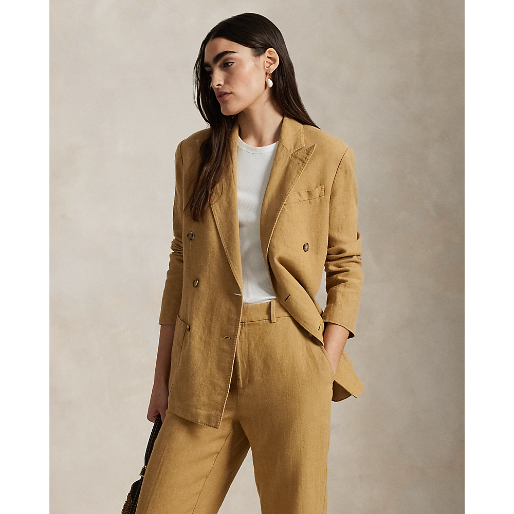 PRL Double-Breasted Linen Blazer/Sako 211965039001