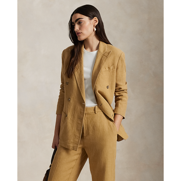 PRL Double-Breasted Linen Blazer/Sako 211965039001