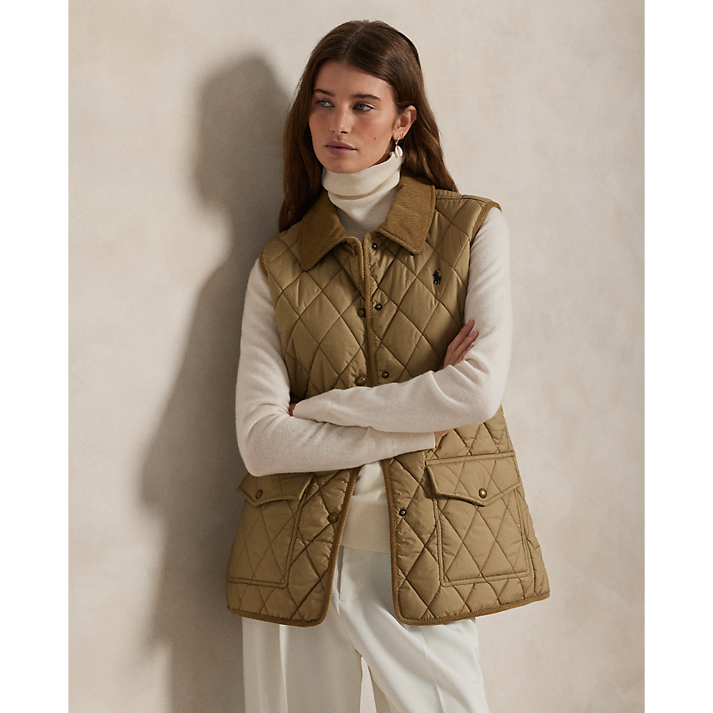 PRL Corduroy-Trim Quilted Vest/Prsluk 211965337004