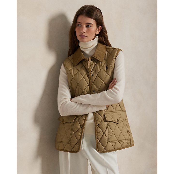 PRL Corduroy-Trim Quilted Vest/Prsluk 211965337004