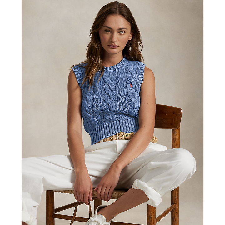PRL Cable-Knit Cotton Cropped Jumper Waistco/Pulover 211965758001
