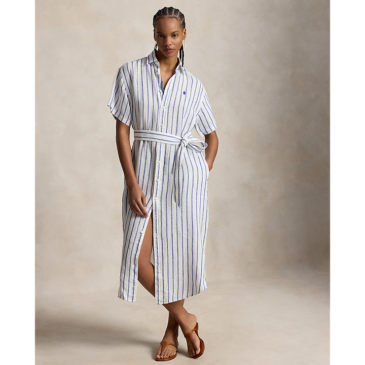 PRL Striped Linen Short-Sleeve Shirtdress/Haljina 211965843501