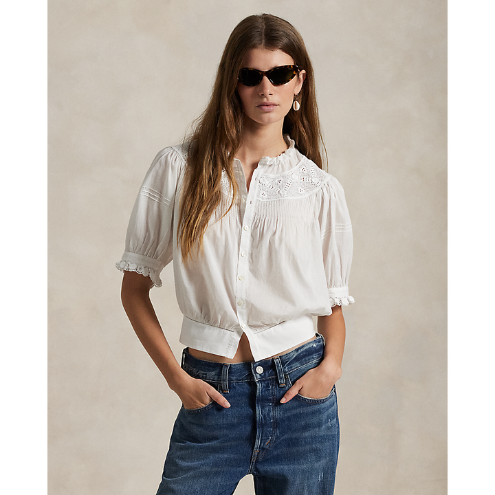PRL Lace-Trim Cotton Voile Top/Košulja 211965852001