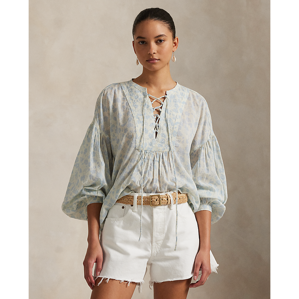 PRL Floral Cotton Lace-Up Shirt/Košulja 211965859001