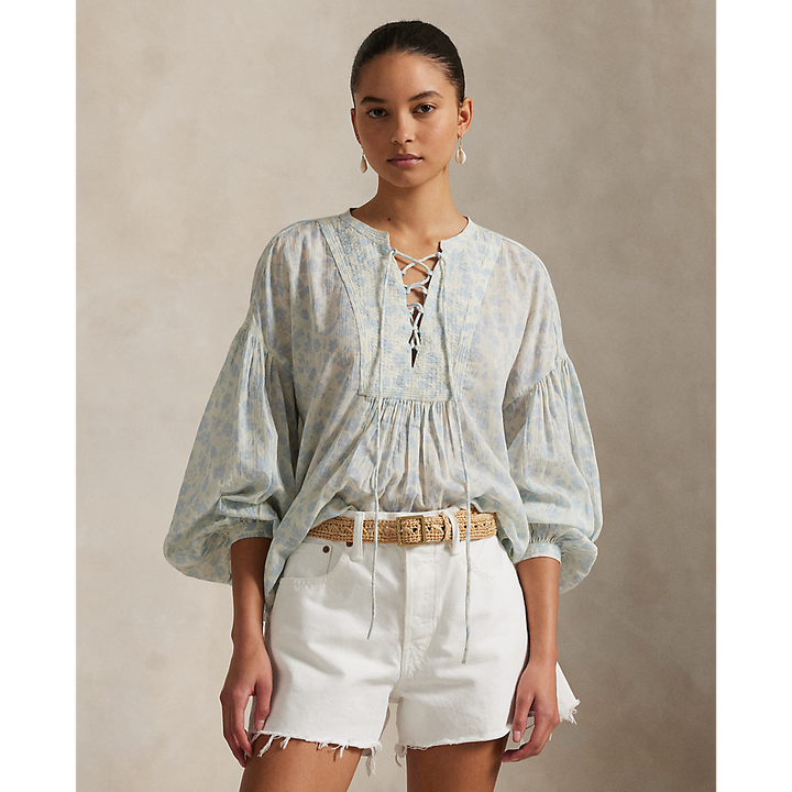 PRL Floral Cotton Lace-Up Shirt/Košulja 211965859001