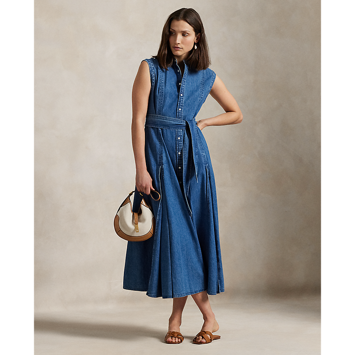 PRL Belted Denim Sleeveless A-Line Dress/Haljina 211969142001